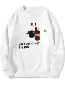 White Dog And Beer Printed Sweatshirt | Taehyung – BTS