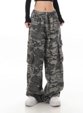 Grey Elastic Waist Camouflage Pants | Asa - BabyMonster