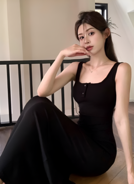Black Bodycon Buttoned Dress | Jisoo - BlackPink