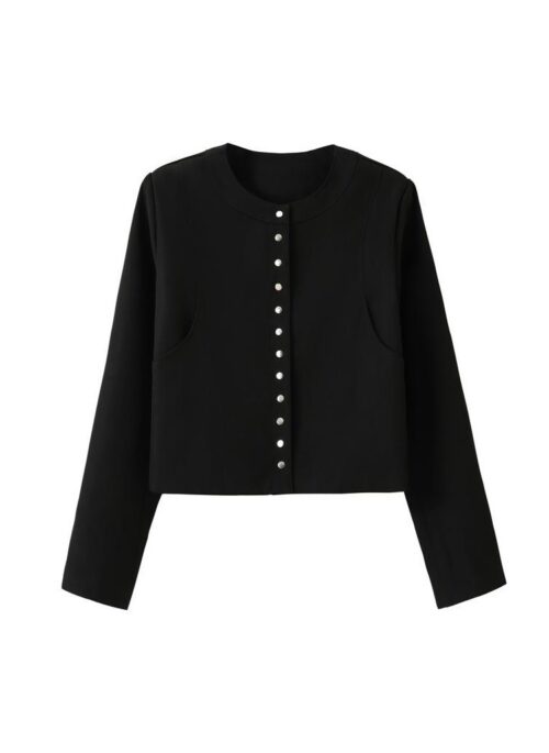 Black Snap Button Blazer Jacket | Jennie – BlackPink