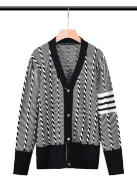 Black Twist And Stripes Cardigan With Banded Sleeves | Wonwoo - Seventeen