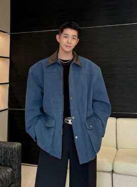 Blue Jacket With Black Collar | Baek Hyun Woo - Queen Of Tears