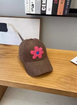 Brown Corduroy Flower Cap | Maya - XG
