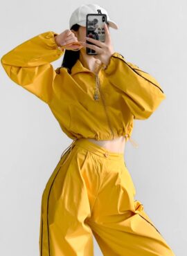 Yellow Windbreaker Crop Jacket | Chung Ha