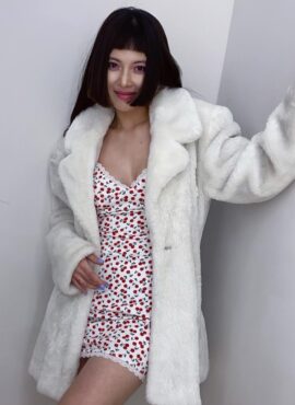 White Cherry Pattern Sling Dress | HyunA
