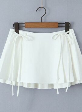White Drawstring Ribbon Skirt | Hyuna