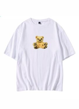 White Teddy Bear Plushie Print T-Shirt | Ahyeon – BabyMonster
