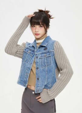 Blue Spliced Denim And Knit Jacket | Yeonjun - TXT