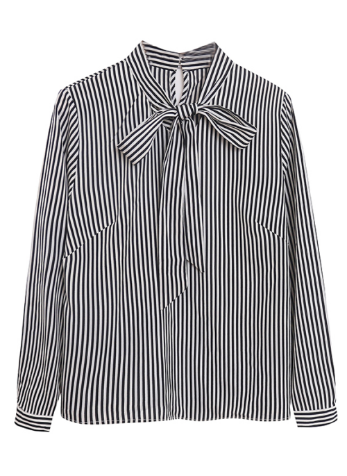 Black And White Tie Collar Stripe Shirt | Hyunjin - Stray Kids