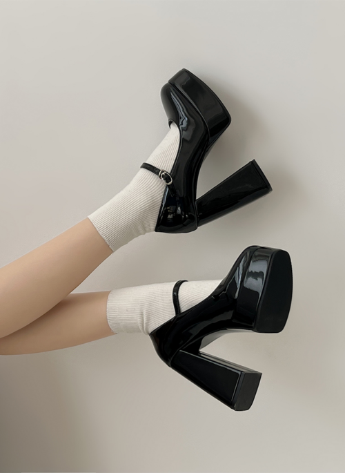 Black Block Heels Mary Jane Shoes | Minji – NewJeans