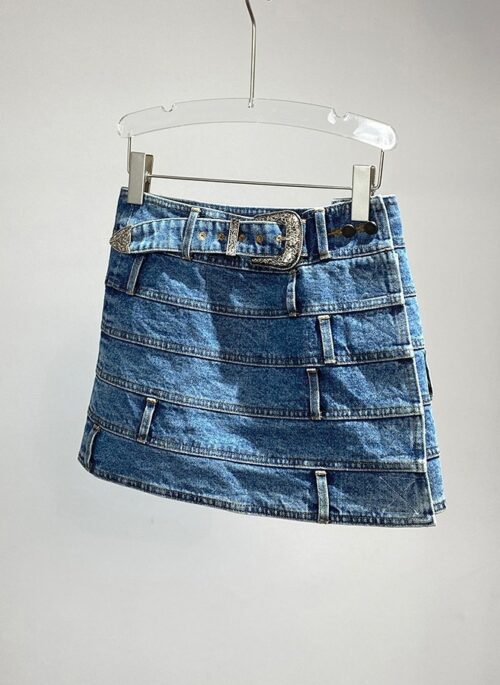 Blue Multi Belt Hoop Denim Skirt | Ryujin – ITZY