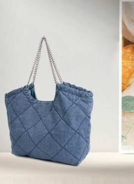 Blue Quilted Denim Style Chain Bag | Jennie – BlackPink