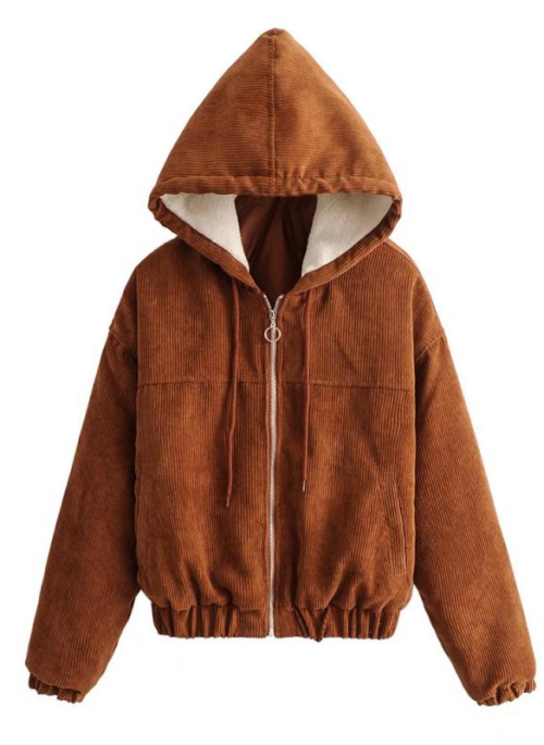Brown Corduroy Hooded Jacket | Jeongin - StrayKids