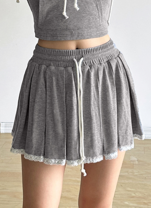Grey Cotton Pleated Skirt | Jennie - BlackPink