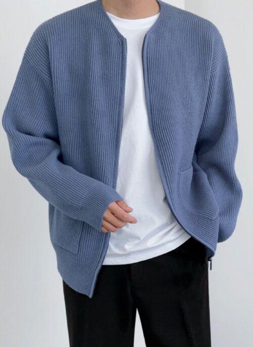 Light Blue Zip-Up Cardigan | Jungwon – Enhypen