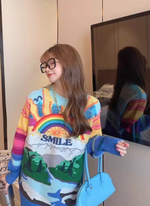 Multicolored Smile Rainbow Sweater | Ryujin – ITZY
