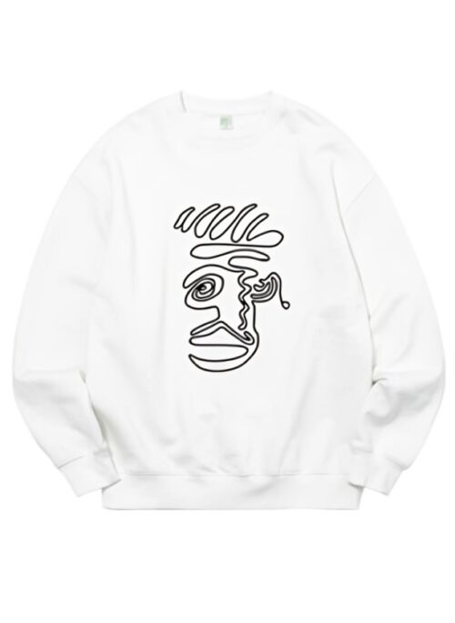 White Abstract Face Sweatshirt | Jungkook - BTS