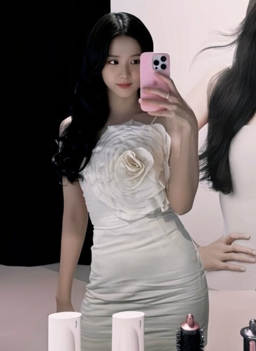 White Big Flower Bodycon Dress | Jisoo - BlackPink
