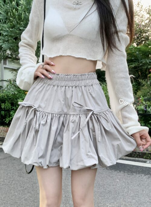 Grey Bow Bubble Skirt | Chaeryeong – ITZY