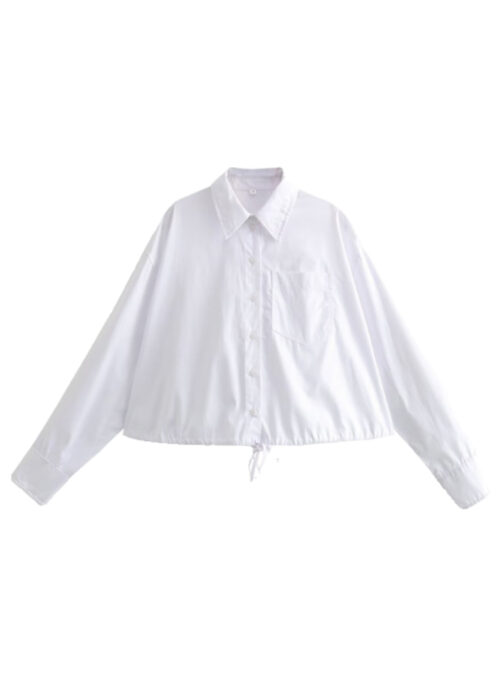 White Drawstring Cropped Shirt | Lisa - BlackPink