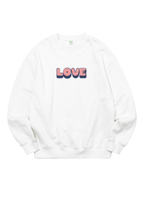 White ‘Love’ Print Sweatshirt | Junkyu – Treasure