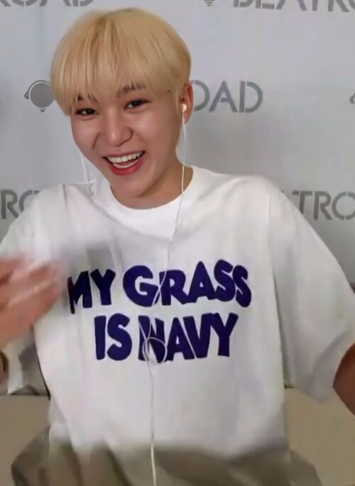 White ‘My Grass Is Navy’ T-Shirt | Seungkwan – Seventeen