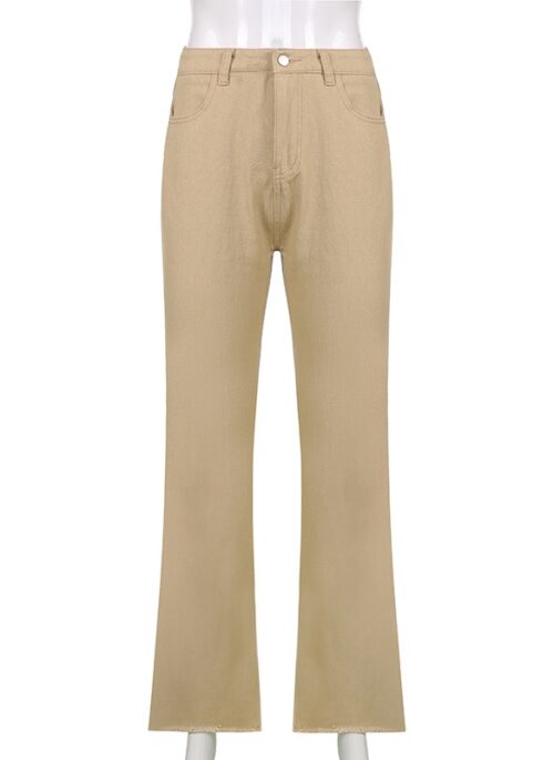 Beige High-Waist Casual Jeans | Rose - BlackPink