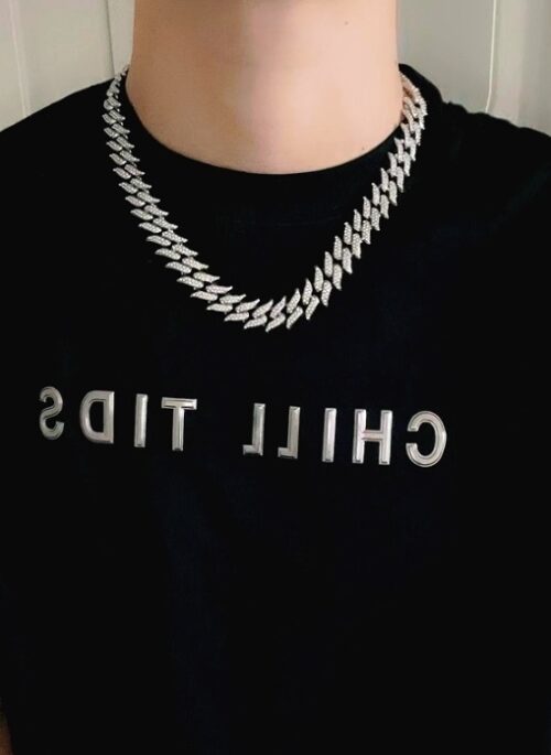 Silver Thick Diamond Chain Necklace | Wooyoung – ATEEZ