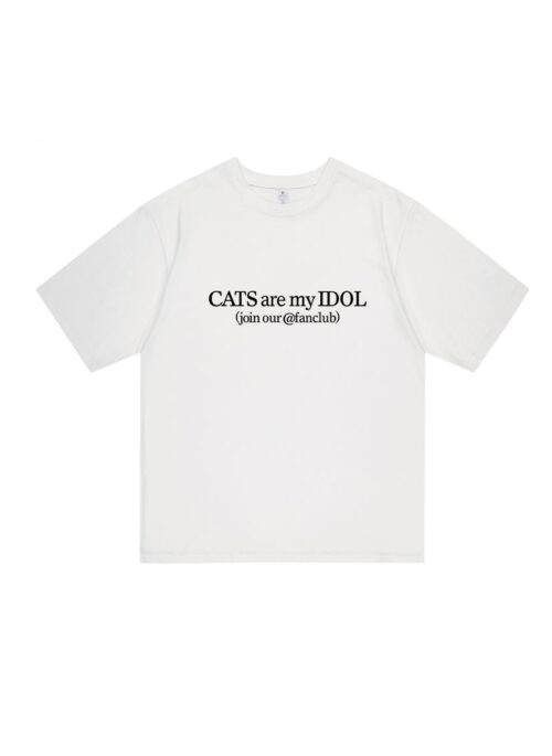 White ‘Cats Are My Idol’ Print T-Shirt | Jaemin – NCT