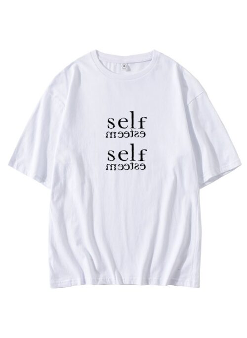 White Self-Esteem Print T-Shirt | Kai – EXO