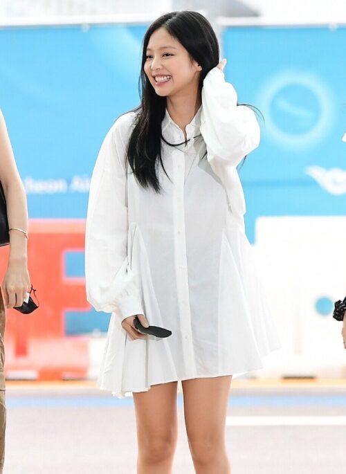 White Flared Shirt Dress | Jennie - BlackPink