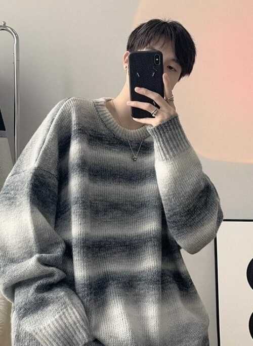 Grey Ombre Stripes Sweater | Yoon Joo Won – Family By Choice
