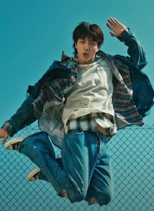 Light Grey Ragged Style T-Shirt | Jin - BTS