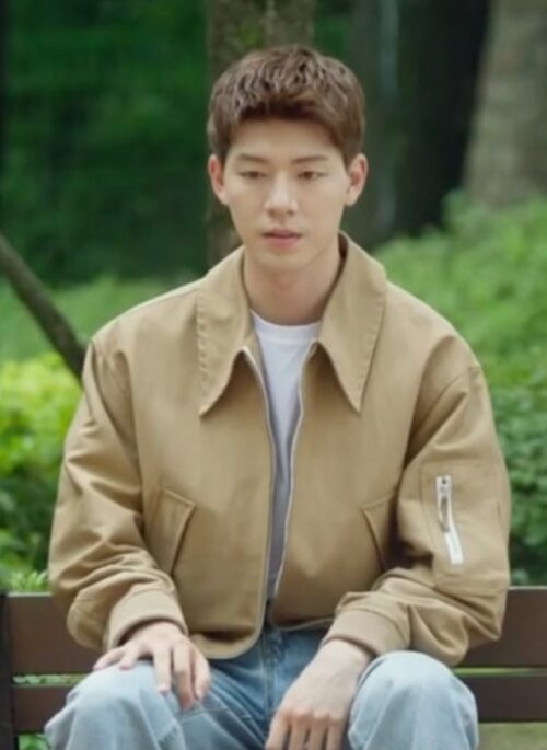 Beige Collared Side Pockets Jacket | Kang Hae Joon – Family By Choice