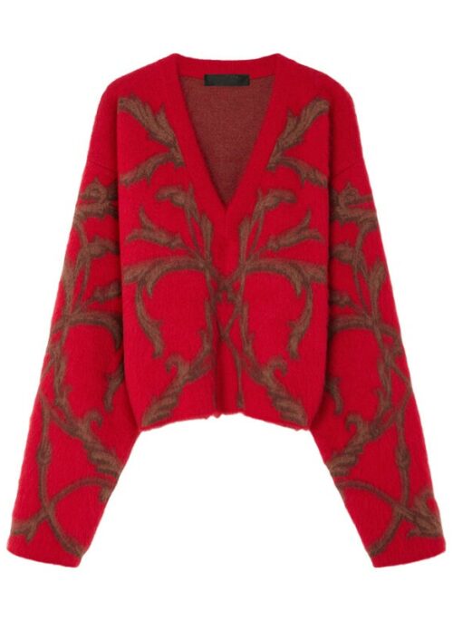Red Abstract Pattern Cozy Sweater | Ningning - Aespa