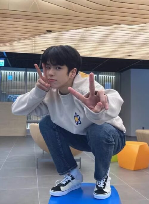 White Mini Flower Print Sweatshirt | Jaehyuk - Treasure