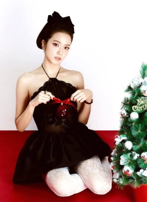 Black Sheer Lace Halter Dress | Jisoo - BlackPink