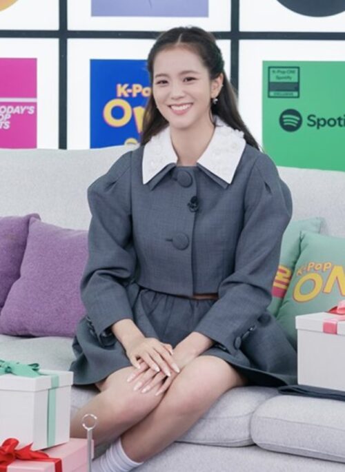 Grey Vintage Puff Sleeve Jacket | Jisoo - BlackPink