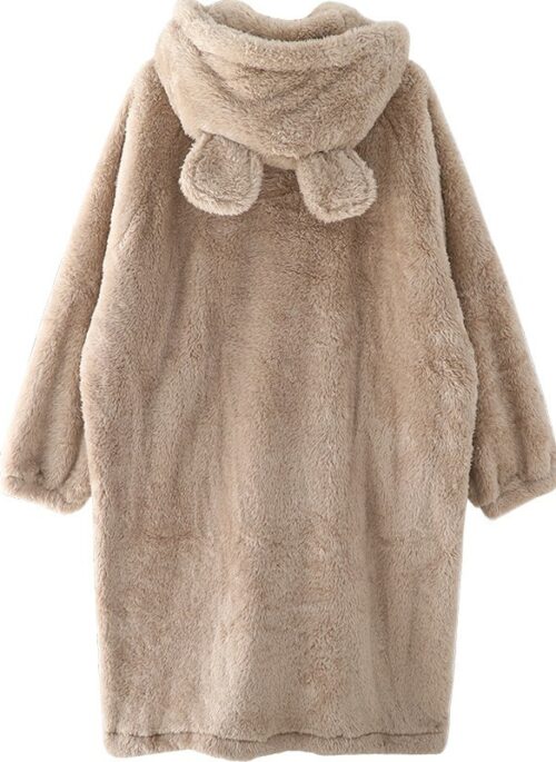 Light Brown Bear Ears Plush Coat | Wonhee - ILLIT