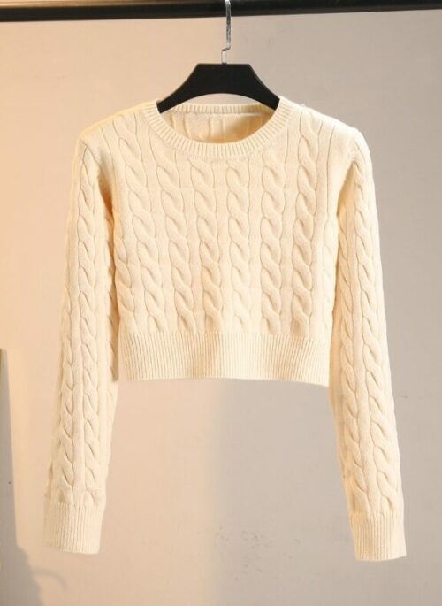 Beige Twist Pattern Crop Sweater | Solar – Mamamoo