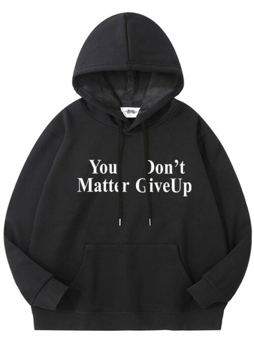 Black “Don’t Give Up” Print Hoodie | Soobin – TXT