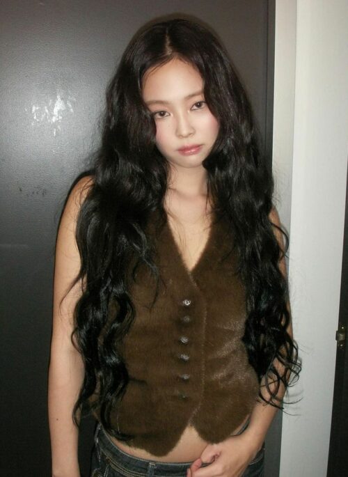 Brown Button-Up Fur Vest | Jennie - BlackPink
