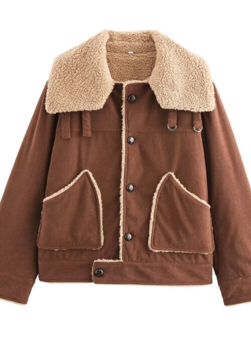 Brown Corduroy Sherpa-Lined Jacket | Eunchae – Le Sserafim