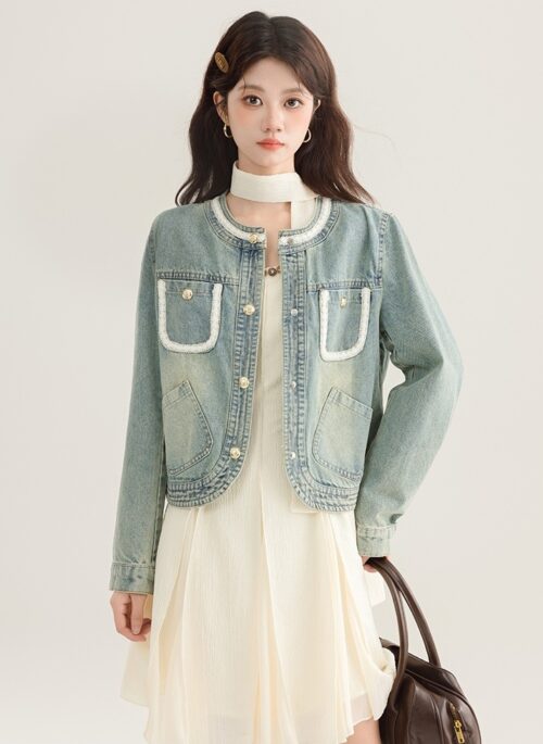 Chic Fashion Denim Jacket With Pockets