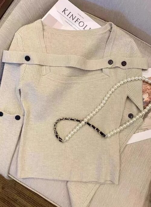 Designer Knit Halter Sweater Trendy Spring Fashion