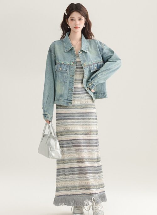 Embroidered Denim Jacket Casual Spring Collection