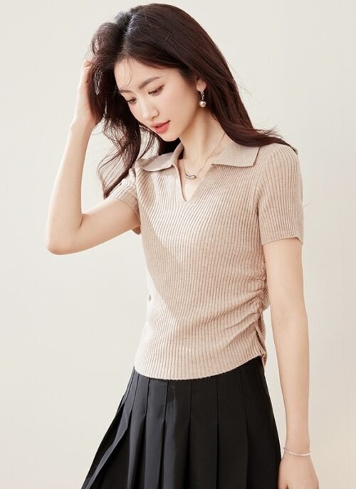 French Sweet Polo Knit Top Fashion Essential
