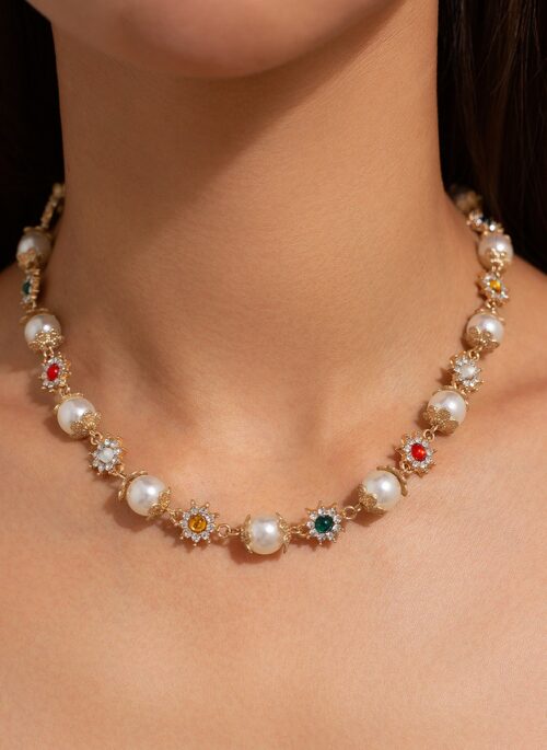 Gold Flower And Pearl Detail Necklace | J-Hope – BTS