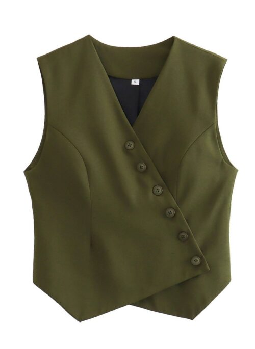 Green Slanted Buttons Suit Vest | Baek Su Jeong – My Dearest Nemesis