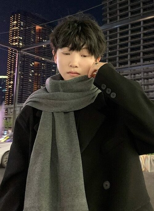 Grey Cozy Winter Scarf | Hyunjin – Stray Kids